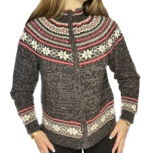 Heirloom Collectibles Nordic Fair Isle Zip Cardigan Sweater - Size M